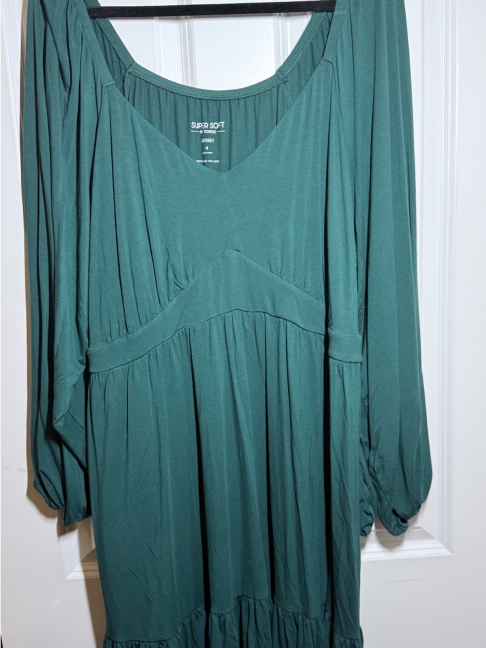 Torrid Super Soft Dark Green Long Sleeve V-Neck Dress
